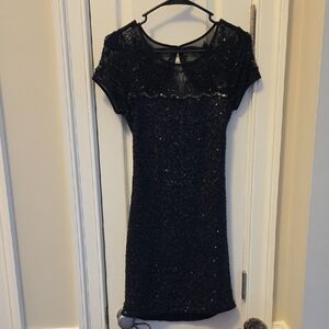 Spy Zone Elegant Beaded Sequined Mini Dress